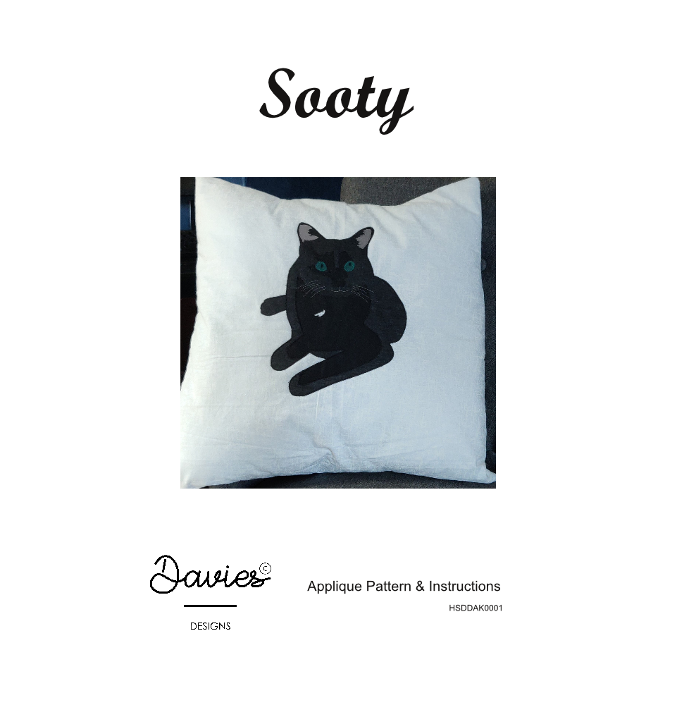 Sooty the Cat Applique Pattern